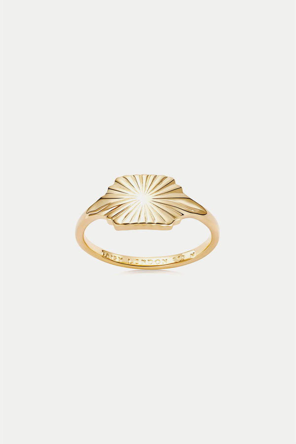 Gold Sunburst Shield Ring