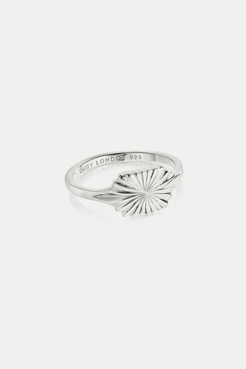 Silver Sunburst Shield Ring