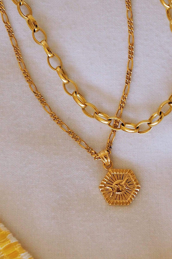Gold Estee Lalonde Goddess Hexagonal Necklace