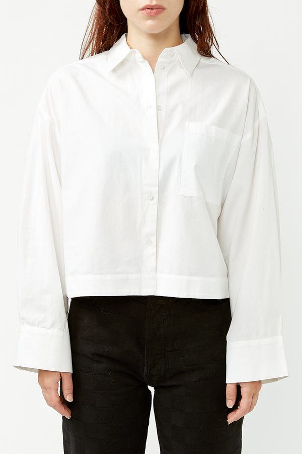 Bright White Astha Cropped Shirt