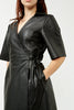 Black Fiola Leather Wrap Dress