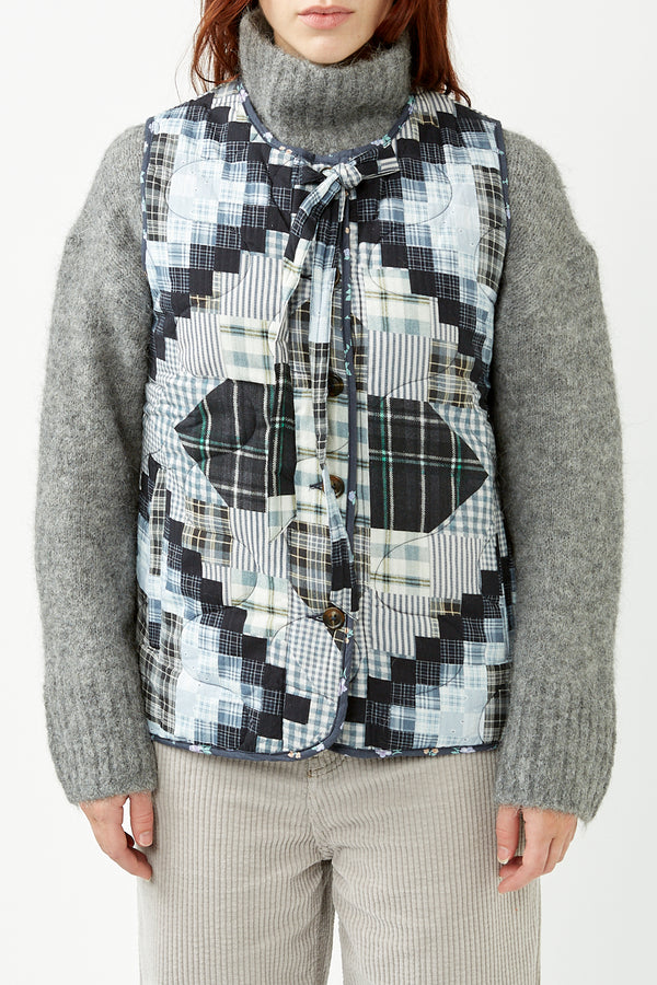 Patchwork Blue Maxxy Gilet Liner