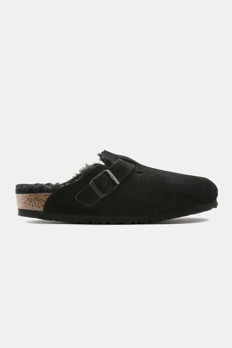 Black Boston Shearling Clog Womens