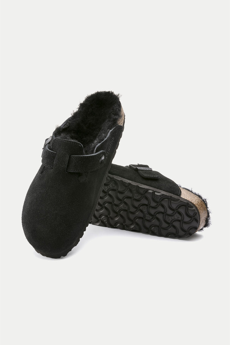 Black Boston Shearling Clog Womens