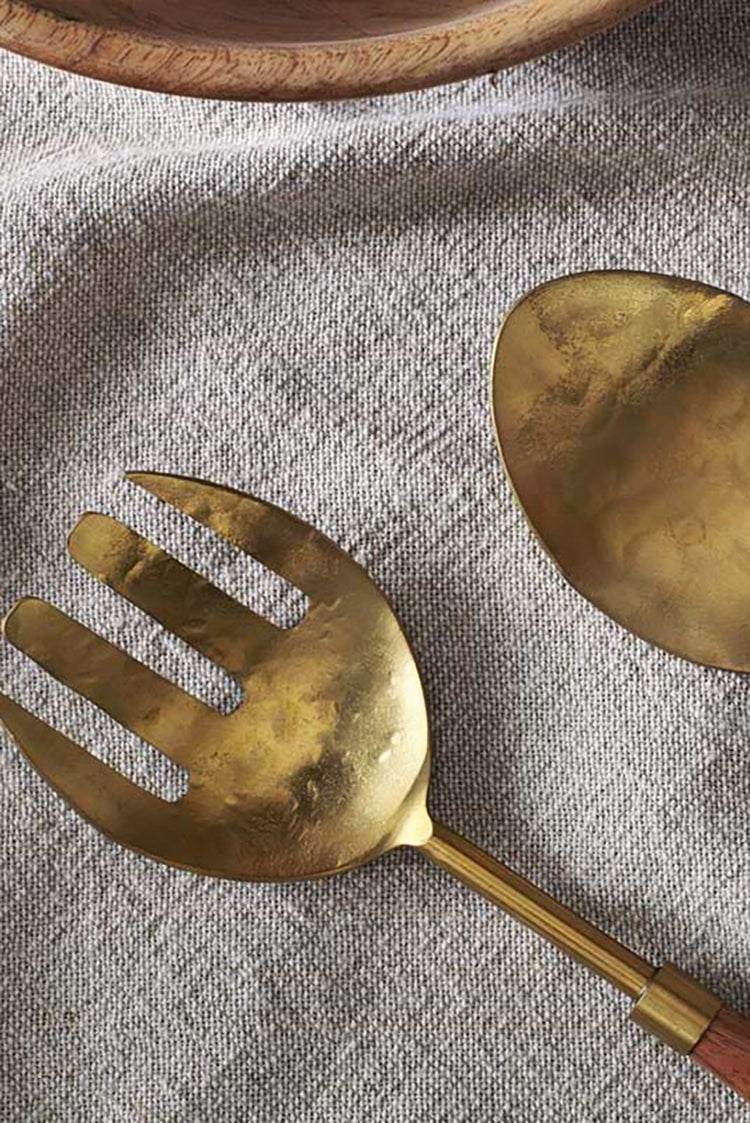 Gold & Acacia Soni Salad Servers - Set of 2