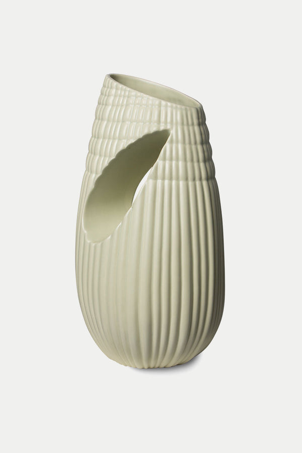 Minty Ceramic Ribbed Matt Vase