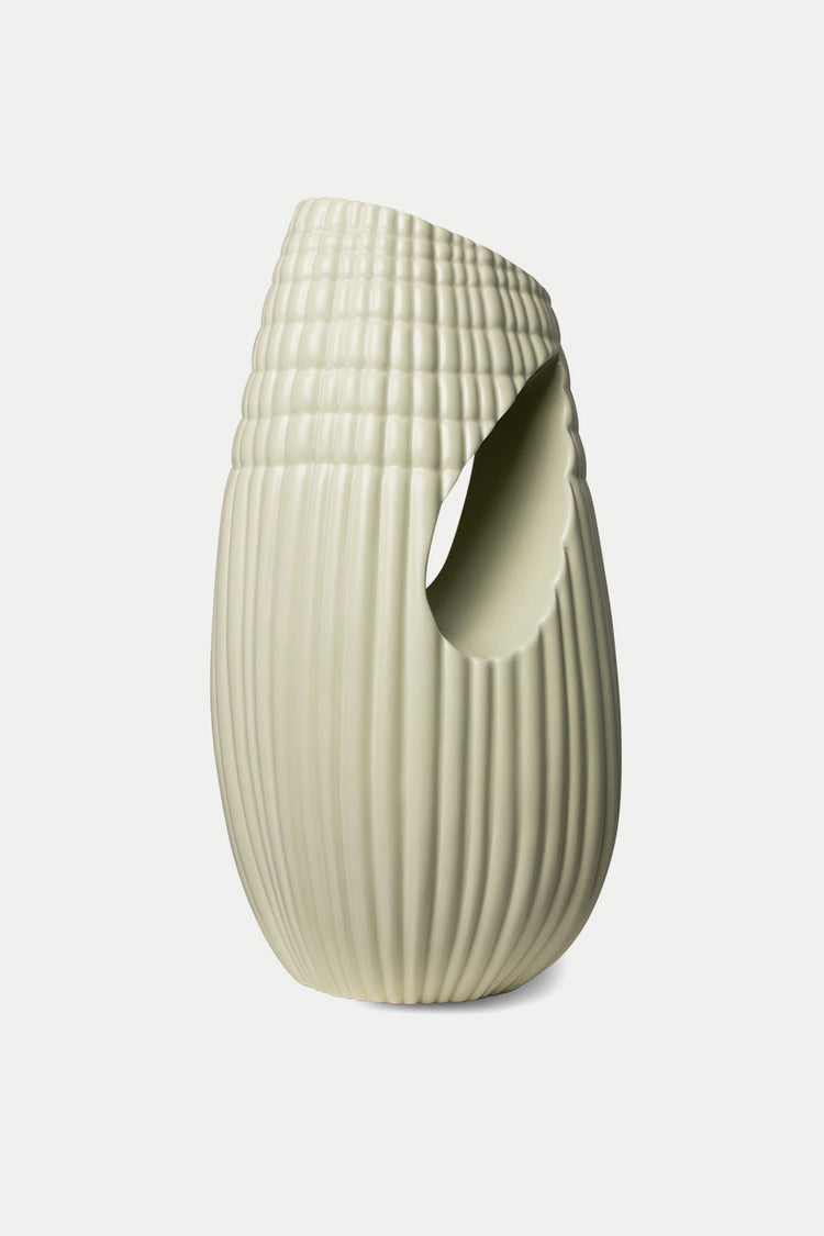 Minty Ceramic Ribbed Matt Vase