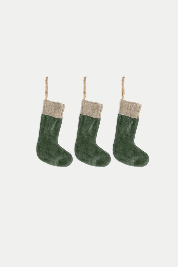 Forest Green Karru Cotton Velvet Mini Stocking