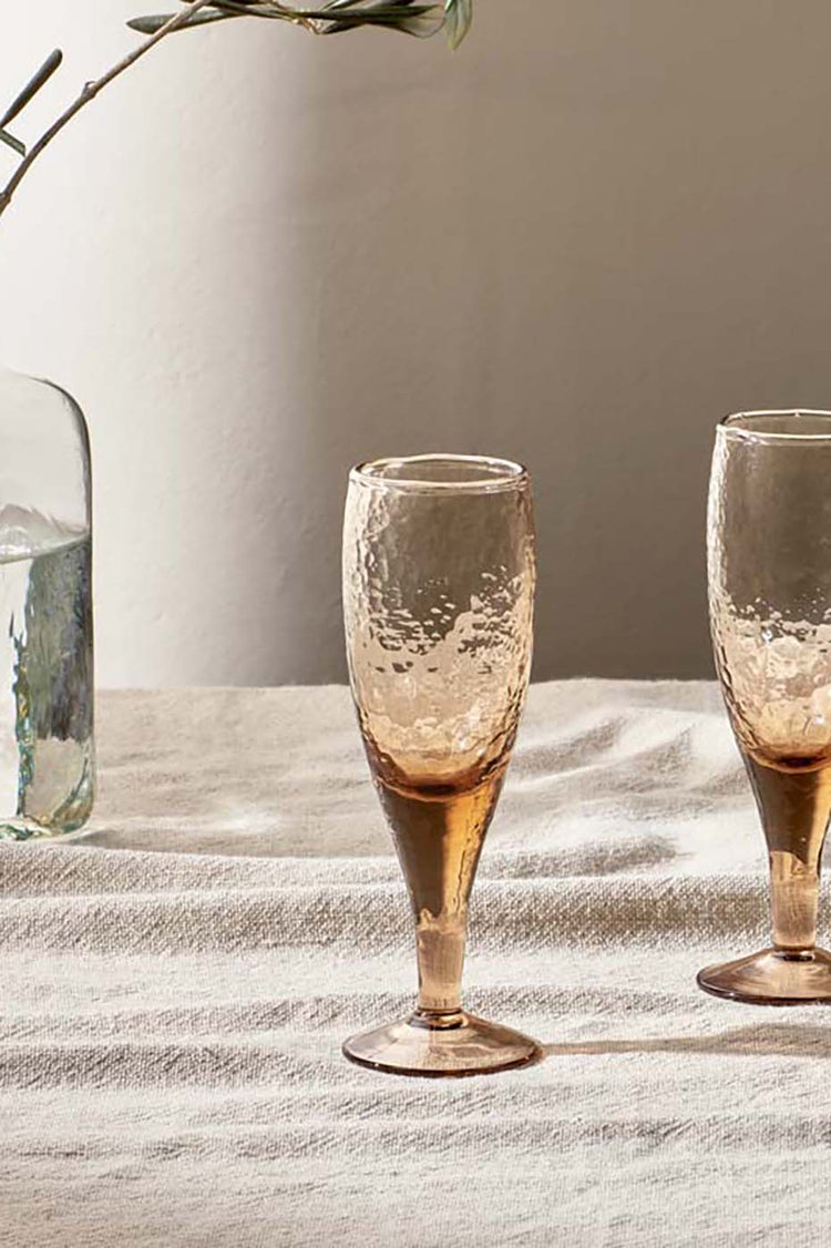 Dusty Terracotta Yala Hammered Champagne Glass