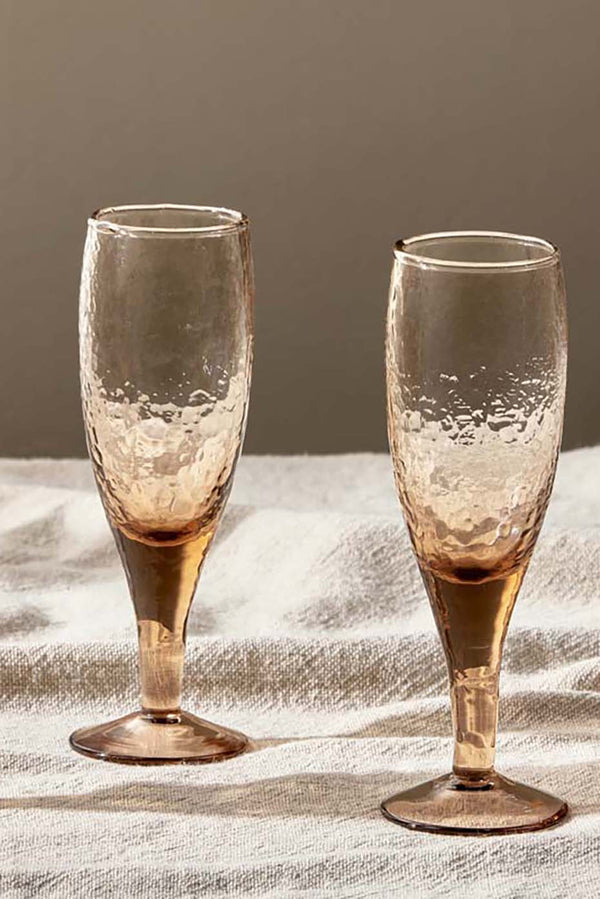 Dusty Terracotta Yala Hammered Champagne Glass