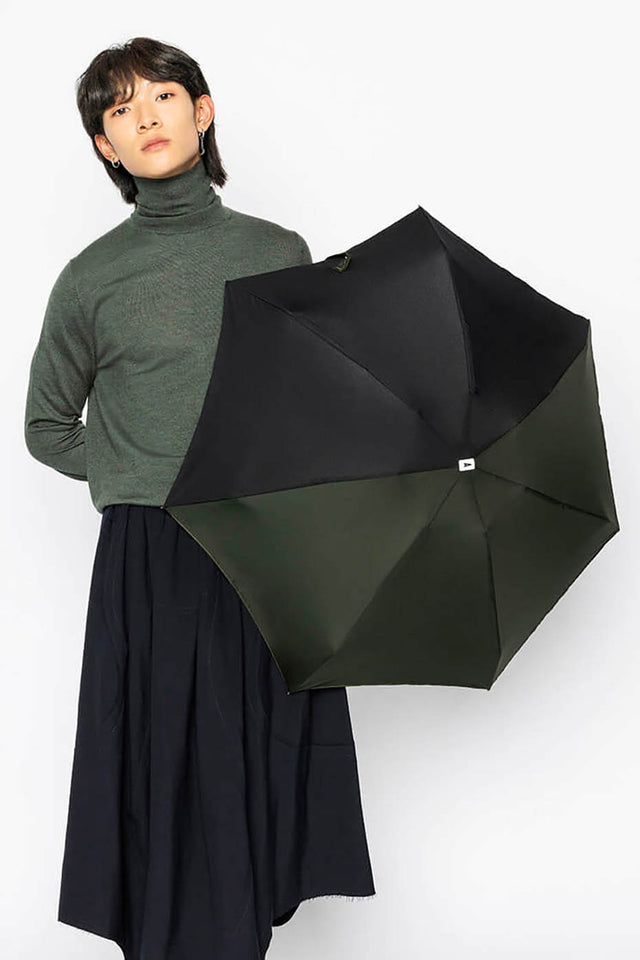 Khaki & Black Alma Compact Umbrella