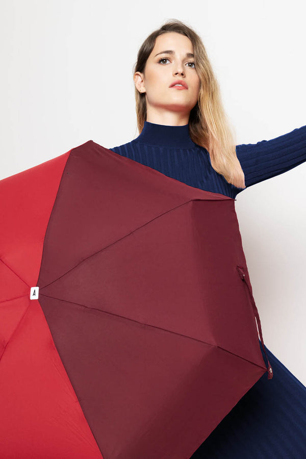 Red & Burgundy Jules Compact Umbrella