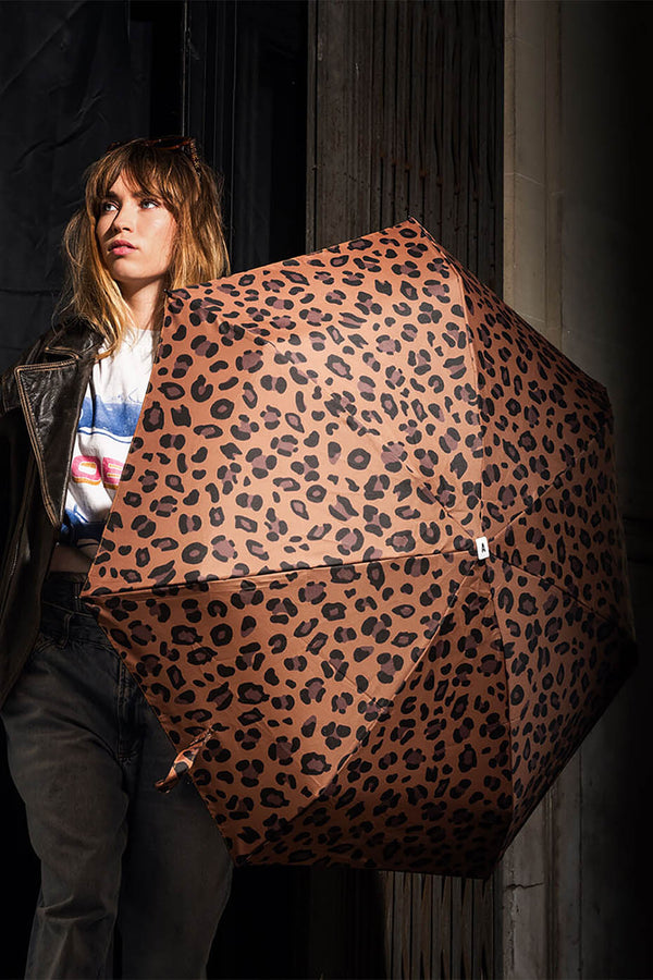 Leopard Print Aime Compact Umbrella