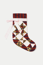 Leopard Burgundy Bow Christmas Stocking