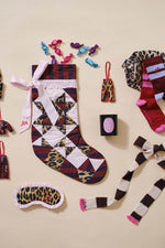 Leopard Burgundy Bow Christmas Stocking