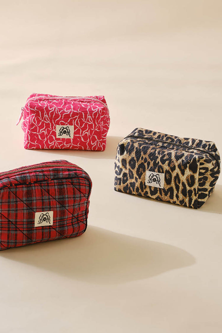 Red Bow Print Make Up Bag