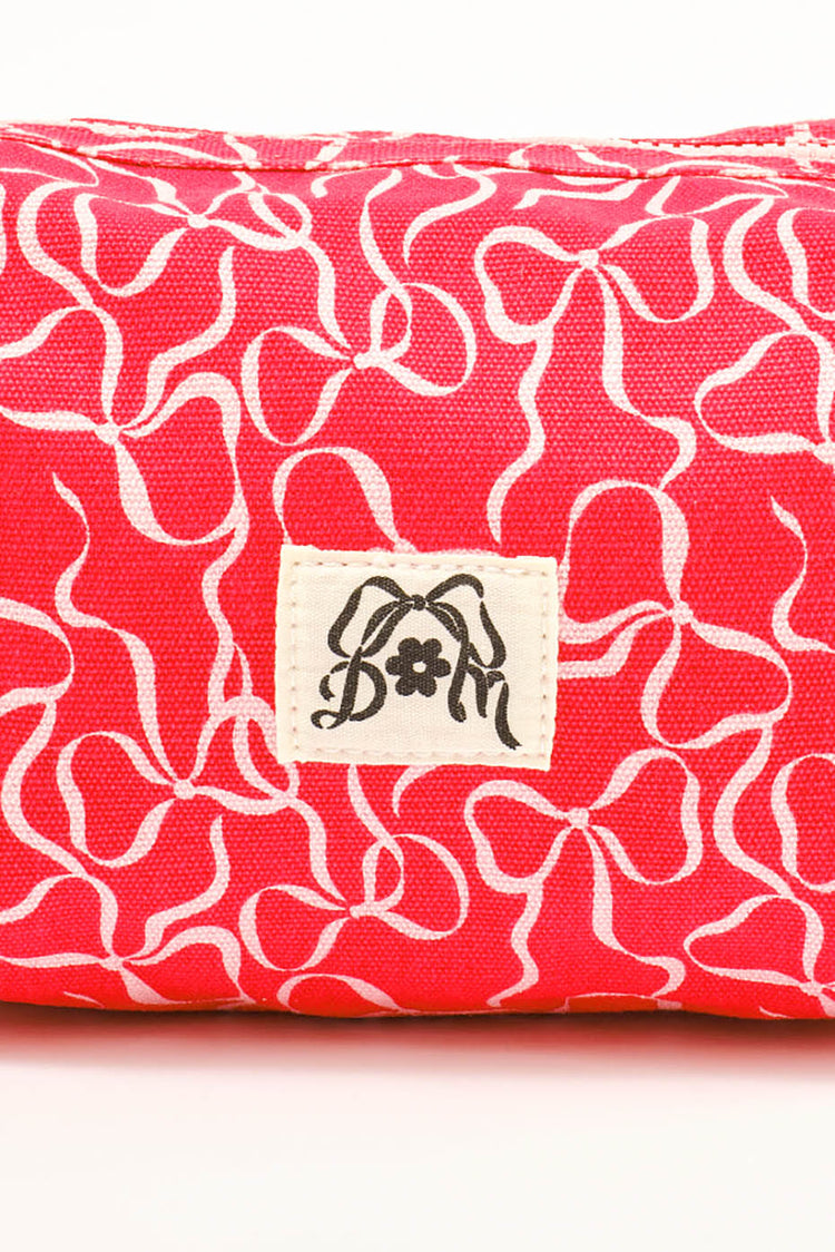 Red Bow Print Make Up Bag