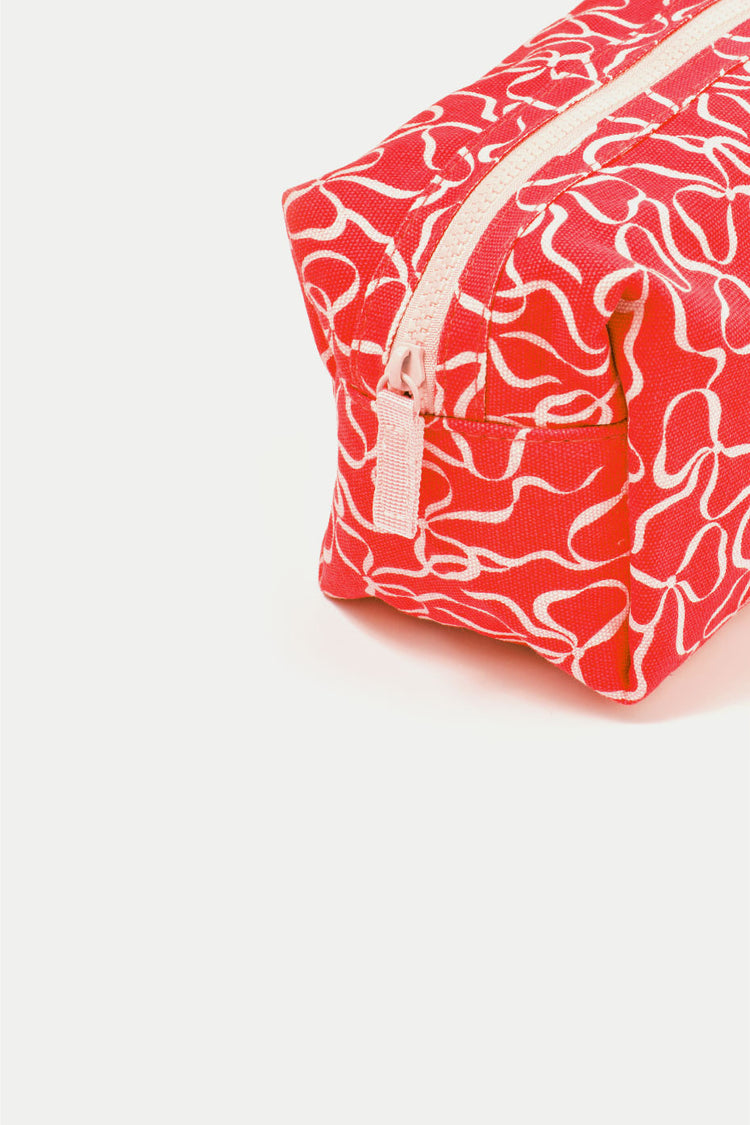 Red Bow Print Make Up Bag