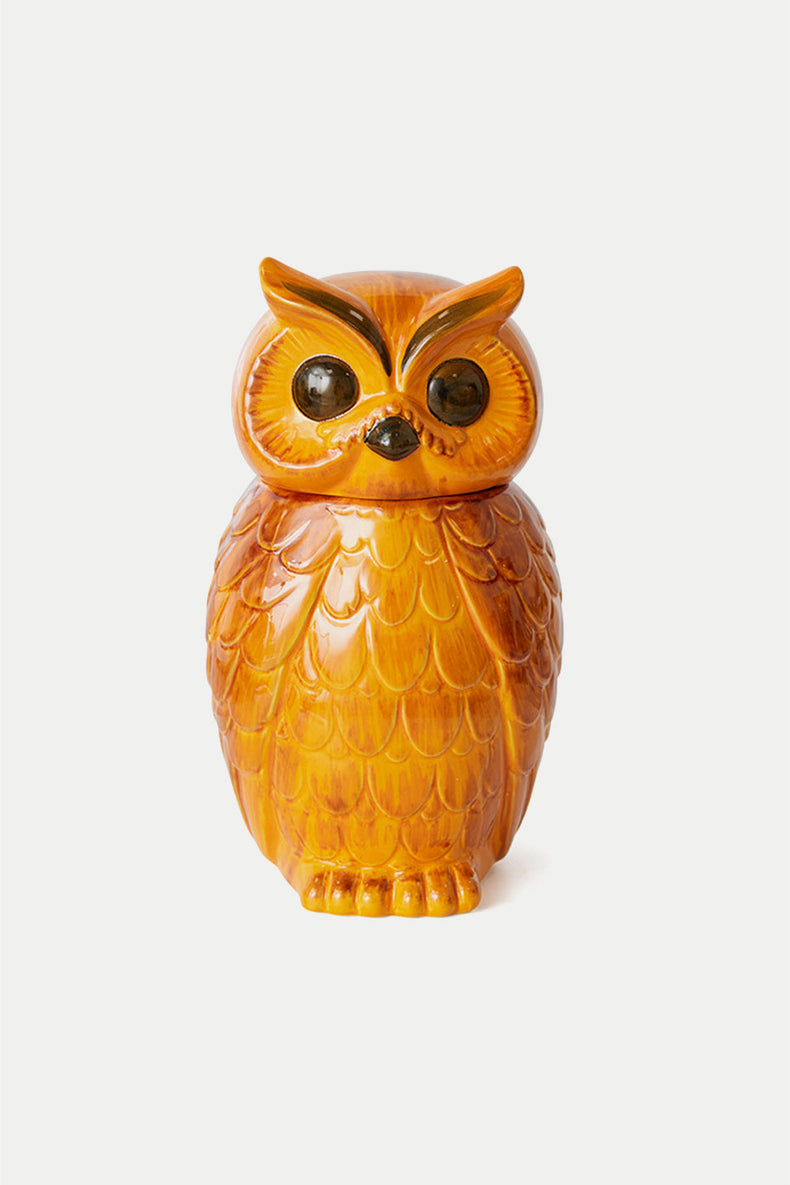 Tangerine Ceramic Owl Jar