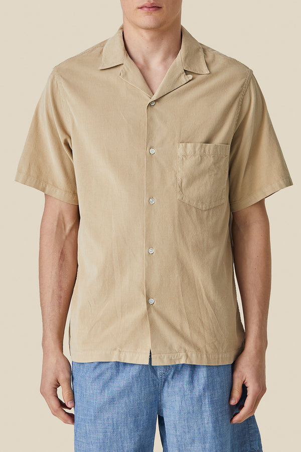 Cream Cord Camp Collar Shirt