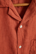 Terracota Linen Camp Collar Shirt