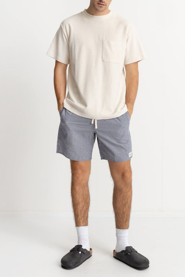 Indigo Seersucker Stripes Jam Shorts