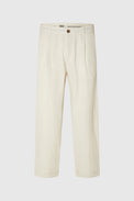 Selected Homme Oatmeal Crop Ron Sun Pleat Pants 