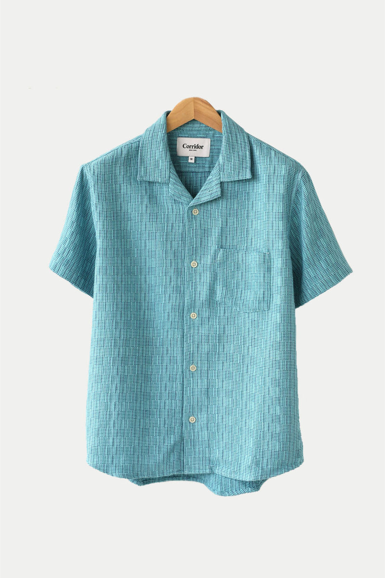 Blue Rainbow Weave Camp Shirt