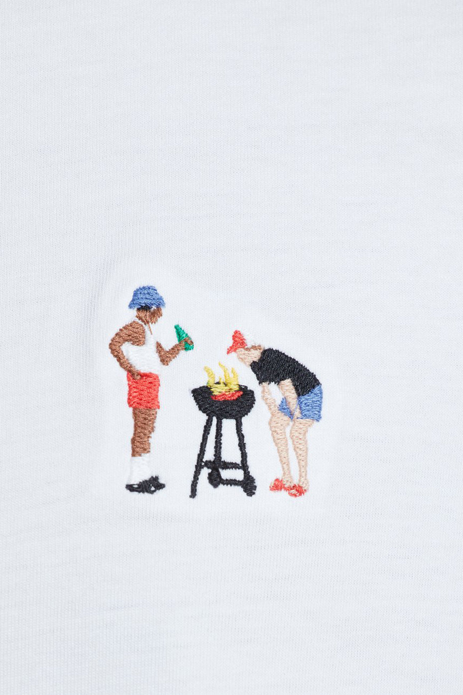 White Stockholm BBQ Embroidery T-Shirt