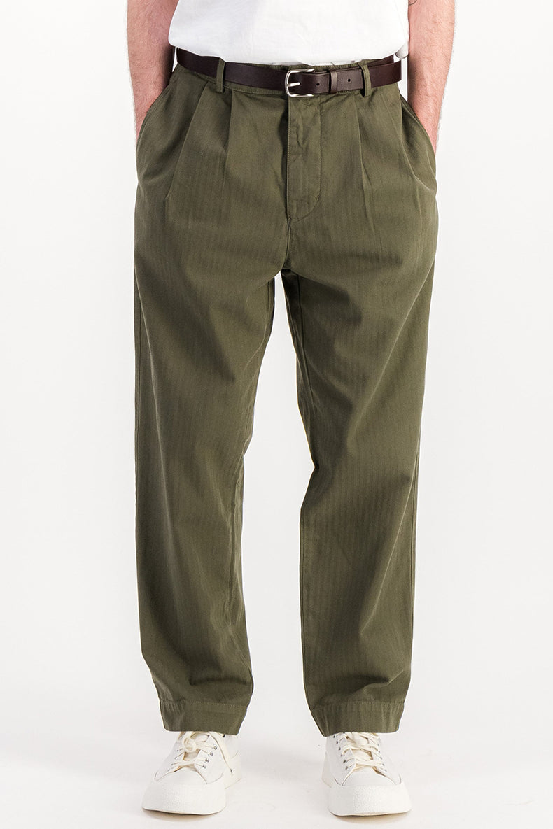 Khaki Double Pleat Pants