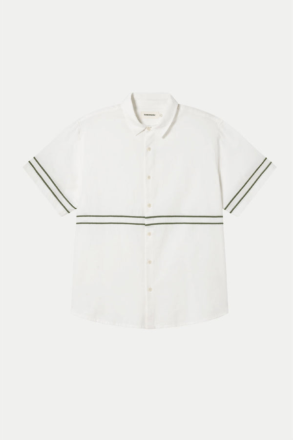 White Green Undyed Embroidery Tom Shirt