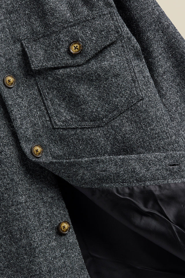 Grey Wool Field Overshirt