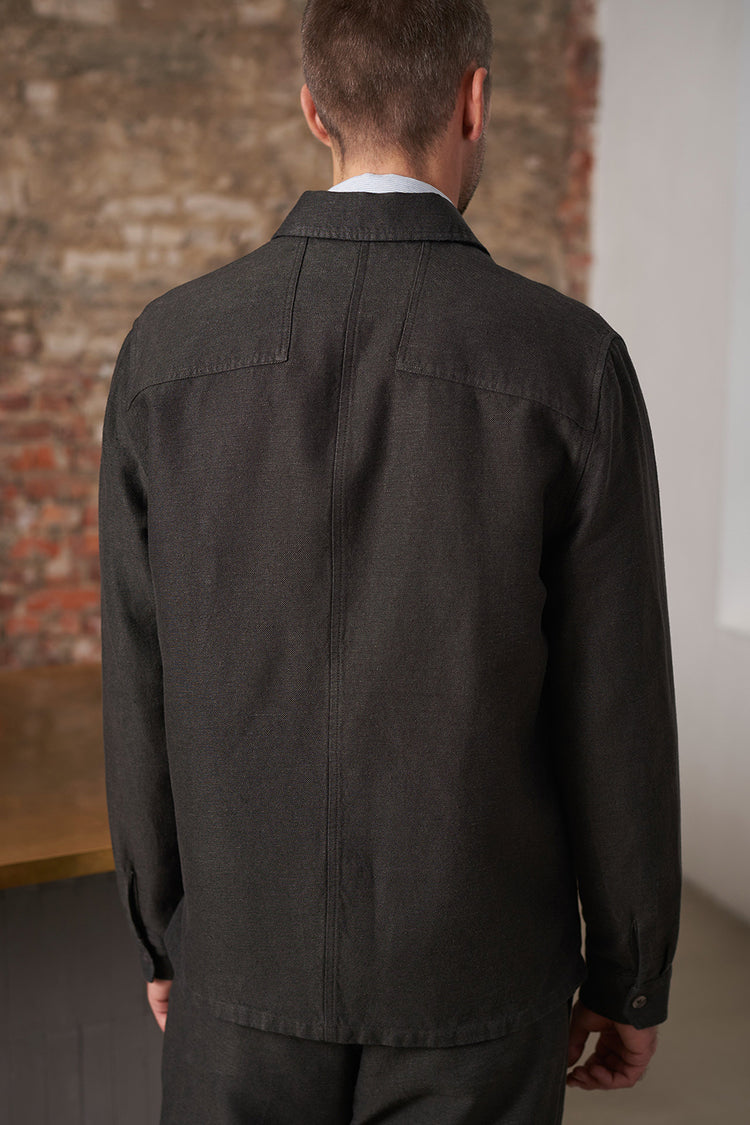 Winter Linen Black Olive Owe Overshirt