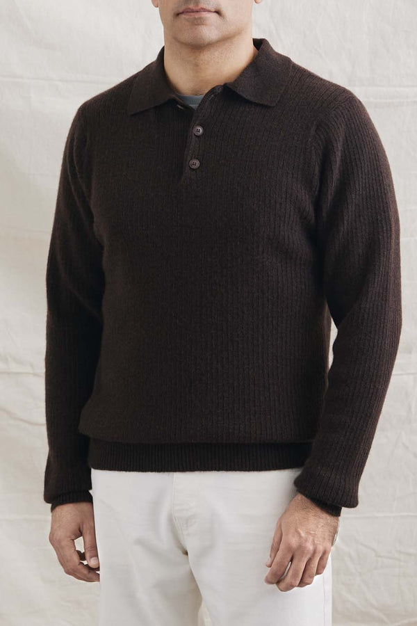 Brown Textured Eca Knitted Polo