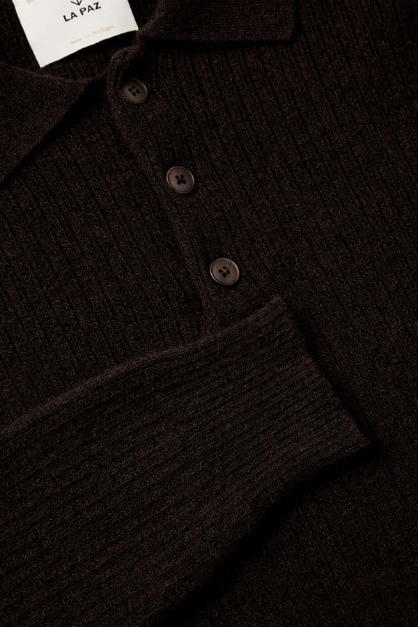 Brown Textured Eca Knitted Polo