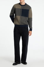 Sky Captain Checks Meio Knit Relaxed Crew Neck