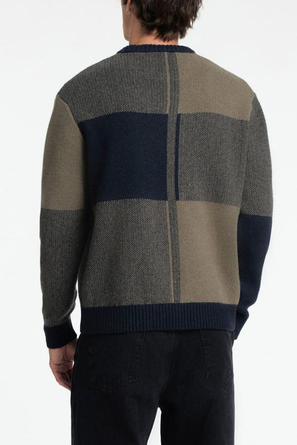 Sky Captain Checks Meio Knit Relaxed Crew Neck