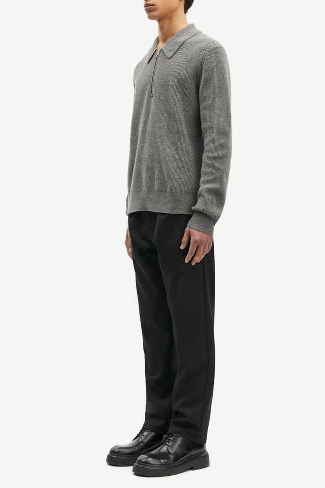 Dark Grey Melange Saisaks Polo Knit