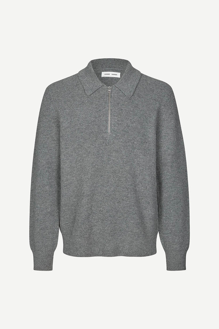 Dark Grey Melange Saisaks Polo Knit