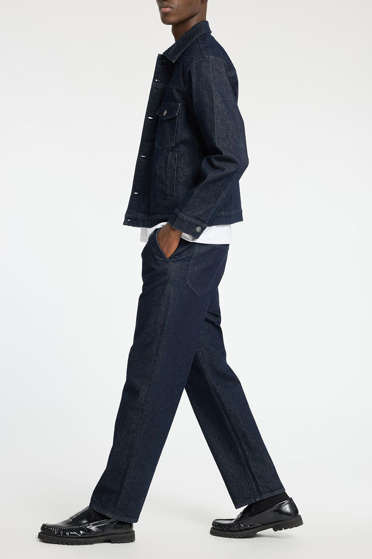 Dark Blue Denim Loose Kobe Pleat Jeans