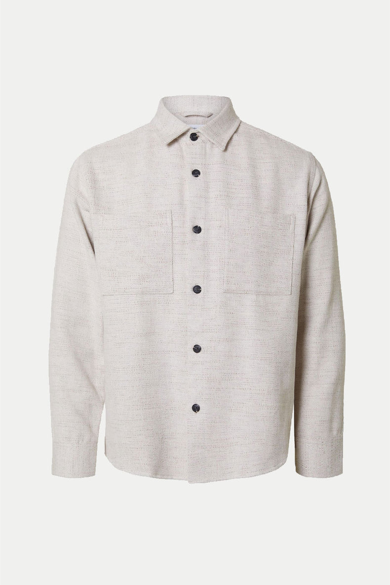 Oatmeal Reg Hank Herringbone Overshirt