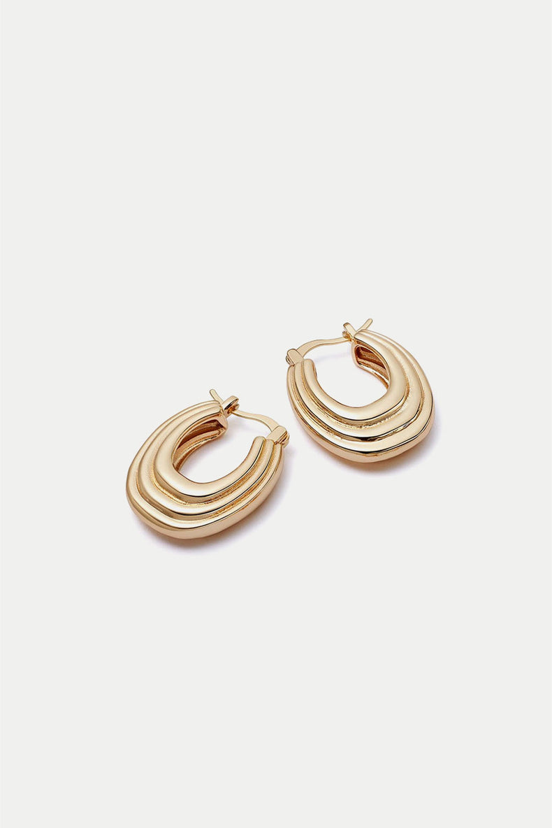 Gold Plated Polly Sayer Mini Ridge Hoop Earrings