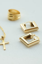 Gold Plated Polly Sayer Chubby Square Hoops