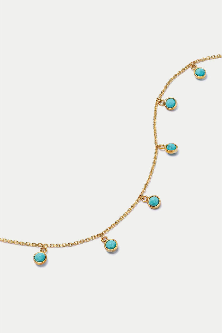 Gold Plated Turquoise Charm Necklace