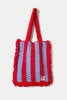 Red Blue Stripe Frill Crochet Bag