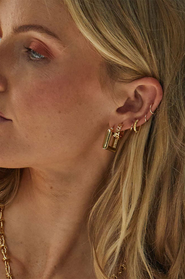 Gold Polly Sayer Ridge Huggie Hoop Earrings