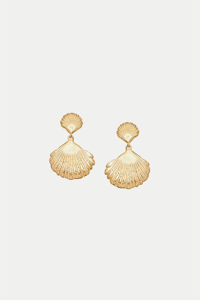 Gold Isla Double Shell Earrings