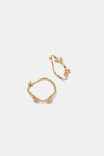 Gold Daisy Organic Mother of Pearl Hoop Earrings