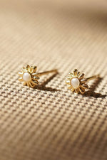 Gold Daisy Mother of Pearl Stud Earrings