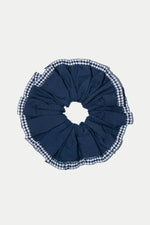 Navy Frill Scrunchie